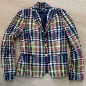Ralph Lauren Blue Label Plaid Blazer Women’s Size 2 Tailored Jacket